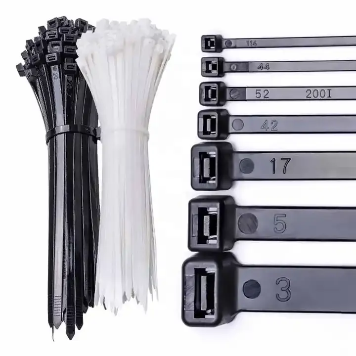 100pcs חבילת עניבה מקצועית ניילון רצועת עניבה רוכסן פלסטיק עניבה רוכסן פלסטיק בגדלים שונים 4.8x250mm