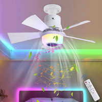 Ventilateur de plafond 30W avec Bluetooth, pales amovibles, éclairage tricolore à intensité variable, douille E27 pour l'éclairage domestique
