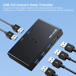 Adaptador SYONG <span class=keywords><strong>2</strong></span> em <span class=keywords><strong>4</strong></span> Saídas USB 3.0 <span class=keywords><strong>KVM</strong></span> para Teclado, Mouse, Scanner, Impressora, Leitor de Cartão com Interruptor de Um Botão - Product Image 1