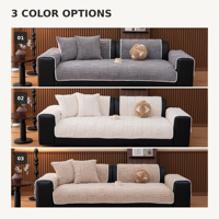 Coussin de canapé en peluche texturé géométrique en 3 couleurs pour salon, protection de meubles antidérapante