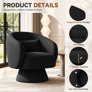 Fauteuil pivotant à 360 degrés en tissu Sherpa avec pieds en métal, fauteuil moderne pour salon, chambre à coucher, salle de séjour - Product Image 5