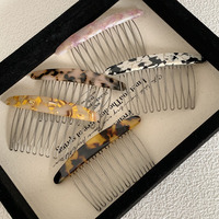 Peigne à cheveux en marbre, acétate et métal pour femmes, style français vintage, motif écaille de tortue, accessoire capillaire simple et antidérapant pour usage quotidien