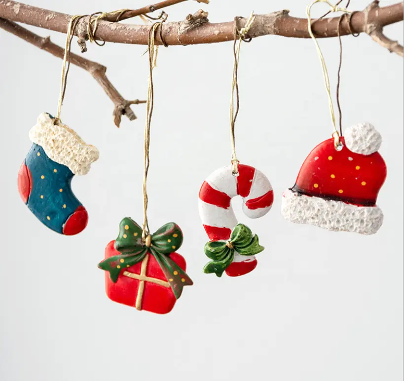 Xmas Decorative Handmade Miniature Resin Sock Gifts Shape Ornament