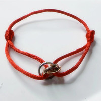 SongYi joyería de moda cuerda alambre vinculado 3 anillos cordón ajustable tejido mano de la suerte cuerda pulsera de satén de acero inoxidable