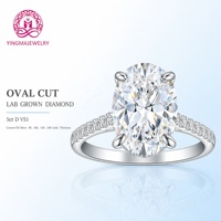Bague en or 9K/10K/14K/18K pour femme, sertie d'un diamant de laboratoire ovale 5 carats D VS1, avec halo dissimulé à quatre griffes et épaules demi-pavées, bijoux fins