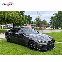 Bumper Depan Serat Karbon untuk Body Kit Infiniti Q50L dan Q50S; Splitter Depan Serat Karbon Forged.