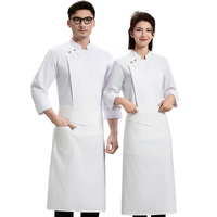 Nouvelle conception de haute qualité certifiée CE, veste de chef à manches longues en bleu marine à impression numérique anti-salissure, uniforme de chef OEM