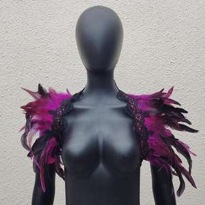 ผ้าคลุมไหล่ประดับลูกไม้ขนนกผ้าพันคอสไตล์โกธิควิคตอเรียสำหรับผู้หญิงปรับแต่งได้ขนาดสีได้อย่างสะดวกสบายสำหรับการสวมหน้ากากฮาโลวีน - Product Image 3