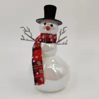 パーソナライズされたLEDクリスマスデコレーション手作り吹きガラスデコレーションLEDガラス雪だるま人形ストリングライト付き