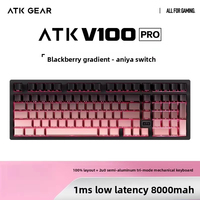 Clavier mécanique ATK V100 Pro sans fil, trois modes, semi-électrolytique, faible latence, design ergonomique, longue autonomie, clavier de jeu