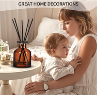 Diffuseur de parfum d'ambiance de luxe en verre ambré avec décoration dorée en métal, bouteilles vides scellées au liège de 3,5-4,2 oz, 20 bâtonnets diffuseurs, design unique pour la maison