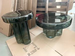 Mesa de vidro transparente verde 380*450mm Amber Blue <span class=keywords><strong>Pink</strong></span> Side <span class=keywords><strong>Table</strong></span> Mobiliário de jantar 55cm 38cm Varanda Mesa de quarto 2 pcs/Set - Product Image 3