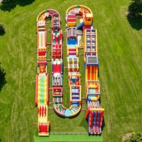 Parcours d'obstacles gonflable géant 5K, parcours de course et de défi, aire de jeux résistante au vent et à l'eau, capacité de 100 personnes pour événements
