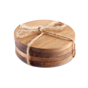 Jeu de sous-verres personnalisés en bois d'acacia et en noyer noir, quatre pièces, tapis de tasse à isolation thermique carré avec gravure laser - Product Image 4