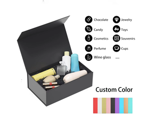 Custom Magnetic Folding Paper <b>Box</b> <b>Black</b> Clamshell <b>Gift</b> Packaging with Sponge Lining for Candle Cosmetic Retail Display Use - Product Image 3