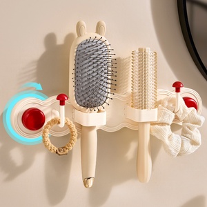 Punch-Free Suction Cup Comb Storage Rack Bathroom <b>Wall</b> Hanging Rack Plastic Hair Band Head Rope <b>Hook</b> Jewelry <b>Hook</b> Hair Ring - Product Image 1