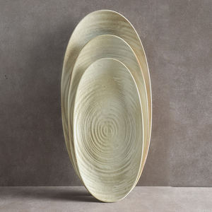 Vaisselle rustique de style occidental, ensembles de bowling en céramique, glaçure réactive, nouilles à salade Stria coupé, ensemble de bols peu profonds en céramique - Product Image 3