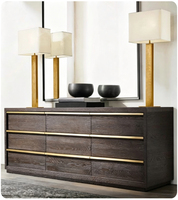 Commode traditionnelle à 9 tiroirs en bois massif, meuble de rangement pour chambres, salons et villas (expositions)