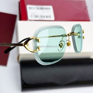 Gafas de Sol de Diseño 2026 para Hombre y Mujer, Modernas, con Corte de Diamante, sin Montura, con Etiqueta de Moda y Recibo, Gafas con Caja - Product Image 3