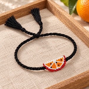 Braccialetto Go2boho Fox <span class=keywords><strong>con</strong></span> perline e filo di poliestere intrecciato nero, gioiello etnico regolabile - Product Image 4