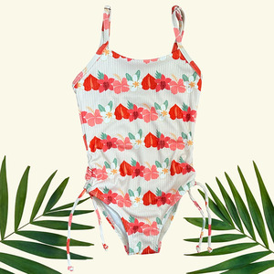 OEM Custom Cute Beach Print Drawstring <b>Onesie</b> Swimsuit for Girls, High-Quality Nylon Hawaiian Print Girls Swimwear - Product Image 2