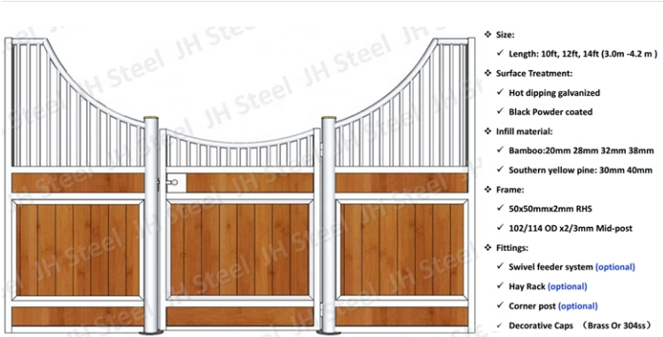 Horse Protection Safety Stainless Galvanized Front Horse Stables Panels With Roof
