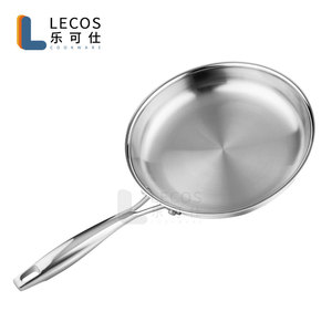 Sartén de <span class=keywords><strong>3</strong></span> capas sin revestimiento OEM de proveedores de fábrica, sartenes de tres capas para cocinar, sartén de acero inoxidable 304, utensilios de cocina con fondo plano - Product Image 4