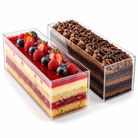 Boîte à dessert en acrylique transparente personnalisée, rectangulaire, transparente, pour gâteau, pâtisserie, emballage de présentation