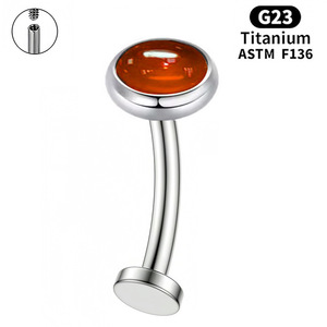 แหวนเจาะสะดือไทเทเนียม ASTM F136 G23 เกลียวใน ประดับเพชรซิร์คอนใส แบบฝังใน  สำหรับเจาะกระดูก  เครื่องประดับร่างกาย F136 สำหรับทุกเพศ ขายส่ง - Product Image 3