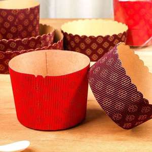 Moules en papier robustes pour Panettone, design vintage marron-rouge, outils de cuisson solides pour gâteaux au levain, brioches, Noël, Pâques, et coupelles à Mochi - Product Image 5