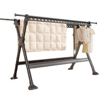 Séchoir à linge télescopique pliable robuste en X à double barre, réglable en hauteur, mobile pour balcon et maison