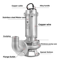 Pompe submersible pour eaux usées à haute performance en acier inoxydable SS304/SS316/SS316L, moteur triphasé haute pression, câble de 5 m