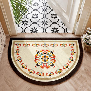 Tapis de porte demi-cercle floral en fibre de polyester, résistant à la poussière, pour l'entrée et la maison - Product Image 5