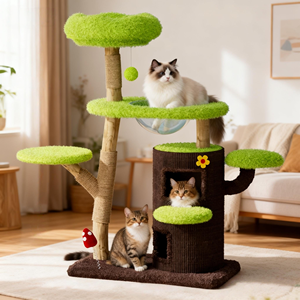 Groothandel Hot Selling Grote Houten Krabpaal Huis Toren Condo Kattenboom - Product Image 1
