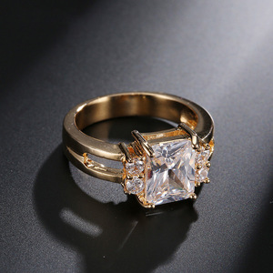 RAKOL RP137 Fashionable Rectangular Crystal <b>Cubic</b> <b>Zirconia</b> Elegant Women's Accessories Jewelry <b>Ring</b> - Product Image 2