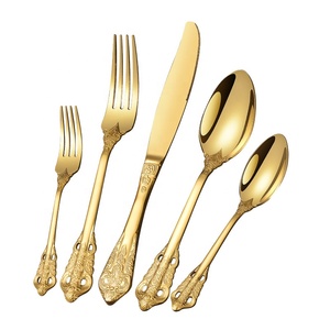 Ensemble de couverts de style palais rétro en acier inoxydable 18/10 ensemble de couverts de miroir d'or de mariage - Product Image 1
