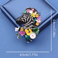 Broche personnalisée en émail goutte à goutte avec strass, motif zèbre, avatar, fleur, animal, accessoire de mode unisexe