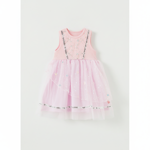 Vestido Estilo Coreano OZKIZ para Niñas con Diseño de Corazón, Moda de Verano para 2-6 Años, Lentejuelas, Poliéster, Chifón, Venta al Por Mayor - Product Image 2