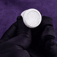 GRA D Couleur Bling Moissanite Iced Out Bague chevalière en forme de cercle pour hommes avec testeur de diamants en argent sterling 925
