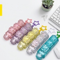 High-transparency Plastic Keycap Stress-relief Toy Five-key Handheld Cat-paw Keyboard Keychain with Light Decompression Keys