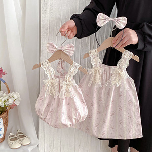 Tutina Estiva per Neonati con Stampa in Pizzo, Abbigliamento per Bambini in <span class=keywords><strong>Cotone</strong></span> - Product Image 2