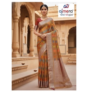 Sari en soie traditionnel élégant, doux et stylé, collection de mode ethnique pour femme, tenue de fête, Diwali, mariage, ensemble prêt-à-porter rapide - Product Image 1