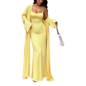 Nuevo Conjunto de Vestido Casual Ajustado y Sexy con Cárdigan Largo para Mujer, Moda Otoño - Product Image 1