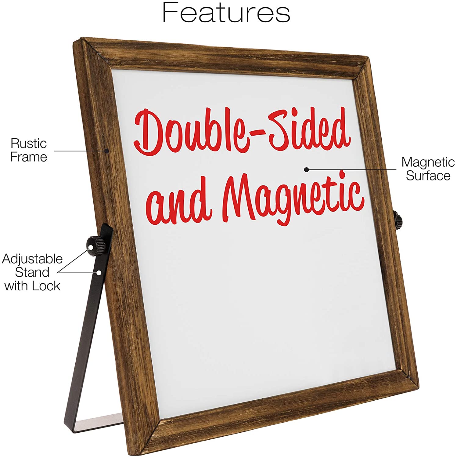 360degree Reversible Stand Sturdy Portable Double Sided Dry Erase Wood Frame Magnetic Whiteboard for home office