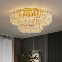 Lustre en cristal à base de fer de luxe léger pour salon et restaurant, luminaire LED moderne et élégant à montage en surface