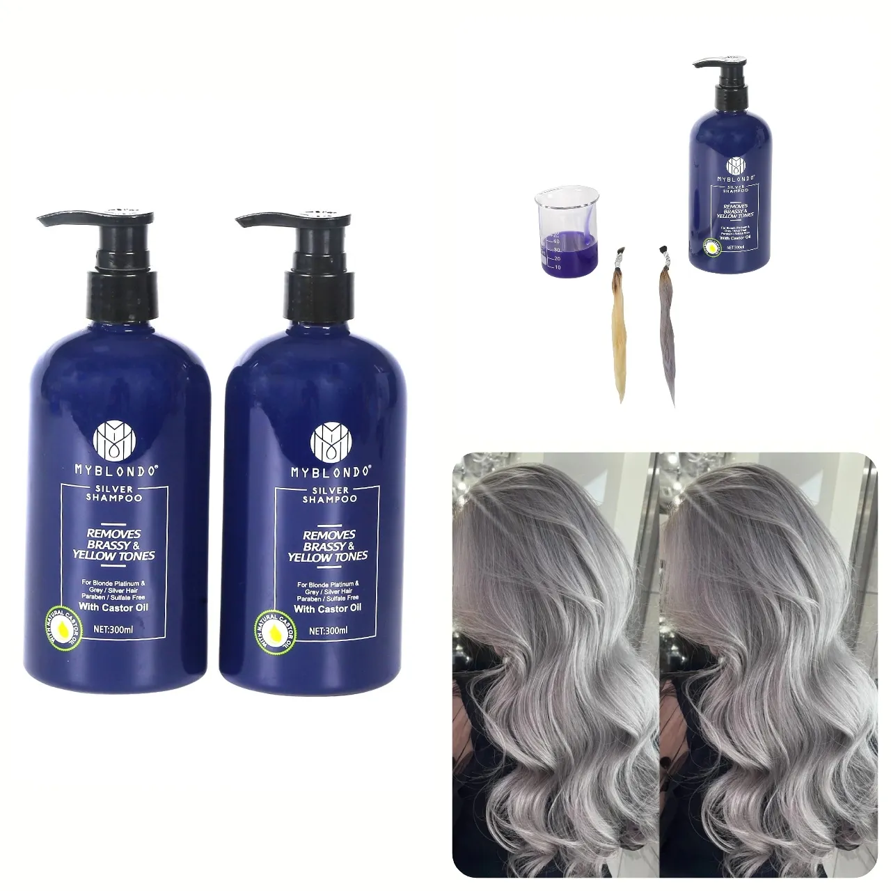Shampoo per la protezione del colore dei capelli biondi da salone Anti-giallo senza giallo viola profondamente amato