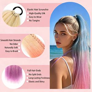 Extensions synthétiques scintillantes <span class=keywords><strong>de</strong></span> 24 pouces, légères, lisses, métalliques, effet tinsel, pour <span class=keywords><strong>queue</strong></span> <span class=keywords><strong>de</strong></span> <span class=keywords><strong>cheval</strong></span>, mèches et tresses, choix doux - Product Image 2
