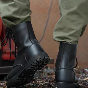Bottes longues en cuir pleine fleur respirantes pour hommes American Tactical, prix d'usine pour la sécurité personnelle, couleur noire - Product Image 1