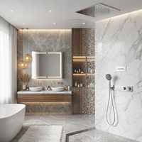 Conjunto de ducha de techo termostático empotrado, mezclador de ducha, grifo de latón para baño
