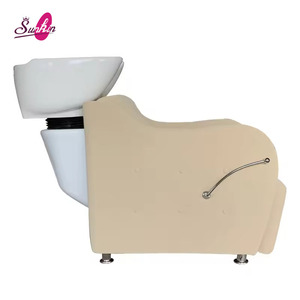 Muebles <span class=keywords><strong>de</strong></span> Salón <span class=keywords><strong>de</strong></span> Belleza, Lujosa Silla <span class=keywords><strong>de</strong></span> Lavado <span class=keywords><strong>de</strong></span> Cabello Beige con Lavabo, Silla Reclinable para Peluquería - Product Image 2